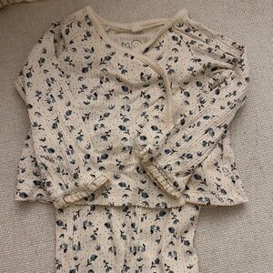 MORI Baby Cream Floral Ribbed Baby Set